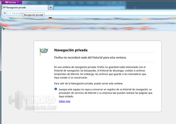 Navegación privada Firefox