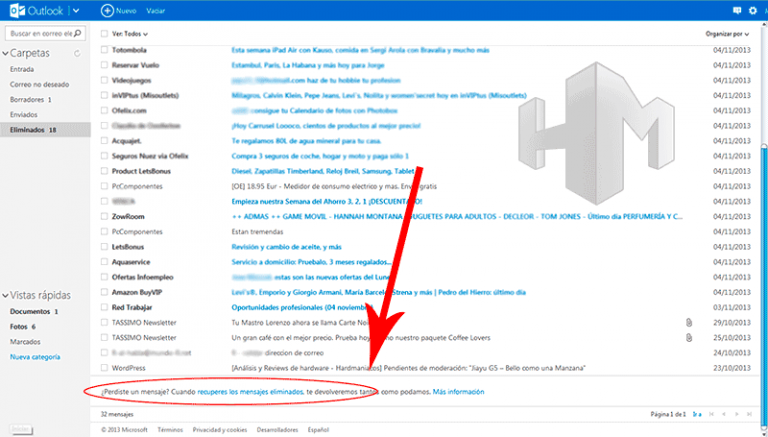 RECUPERAR Mensajes Eliminados de Hotmail, Outlook