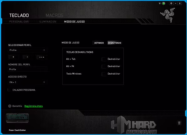 Teclado-Razer-DeathStalker-Synapse-Modo-juego