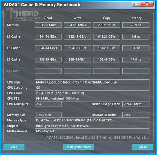 MSI-GS60-2QE-Ghost-Test-Aida64-Cache,-Memory-benchmark