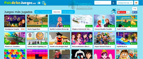 web de juegos