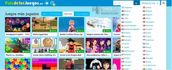 web de juegos
