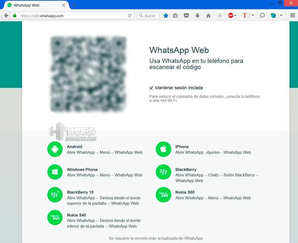 WhatsApp Web 1 QR en Firefox