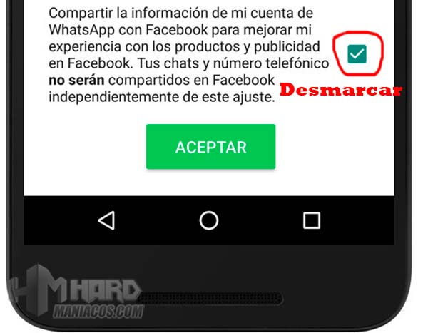 evitar que WhatsApp comparta nuestros datos con Facebook 2