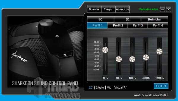Sharkoon X-Rest 7.1 Ecualizador Perfil