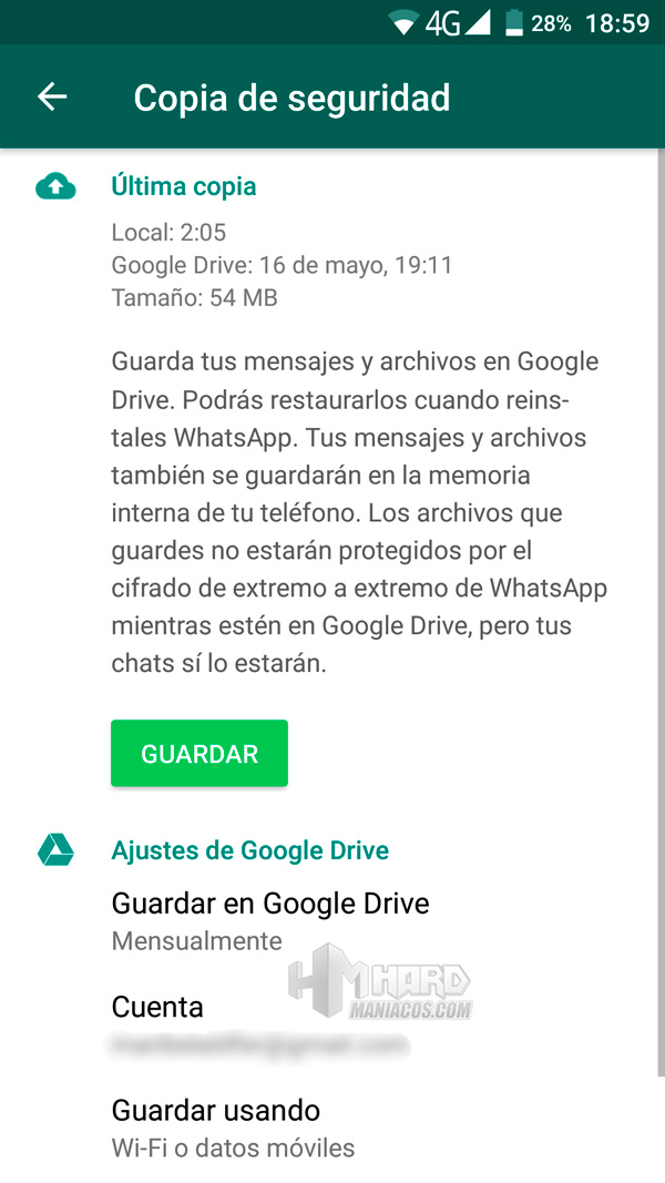 como guardar y copiar nuestros datos WhatsApp 2