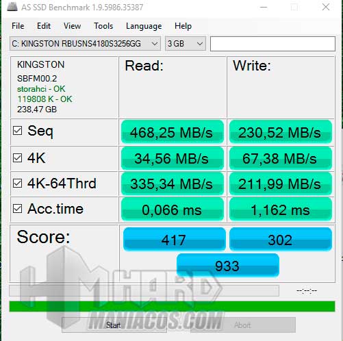 Acer Swift 7 test AS SSD