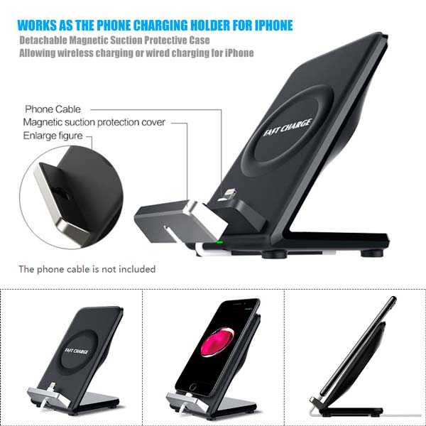 cargador inalámbrico para iPhone y Samsung