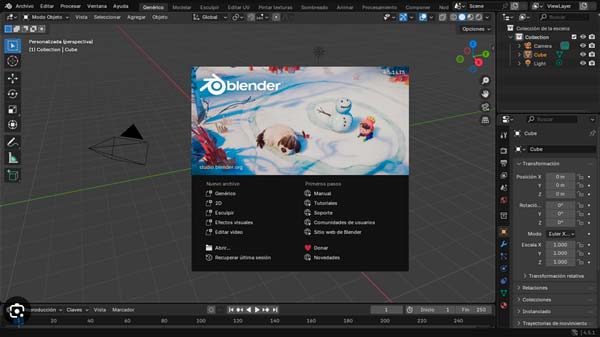 Interfaz del editor de secuencias de vídeo de Blender