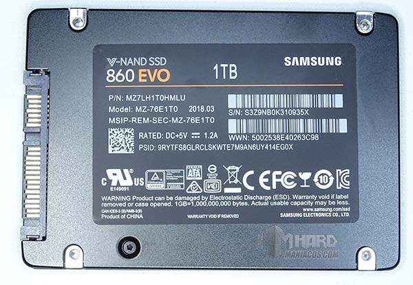 SSD Samsung 860 EVO por detrás