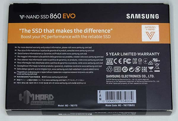 caja detrás Samsung 860 EVO 1TB