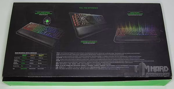 parte de atrás de la caja blackwidow chroma v2