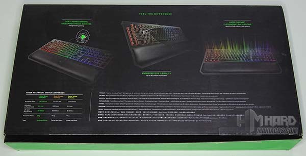 parte de atrás de la caja blackwidow chroma v2