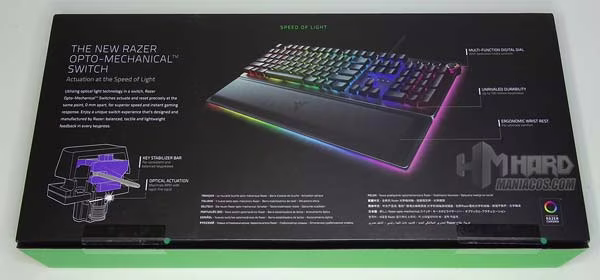 caja Razer Huntsman Elite por detras