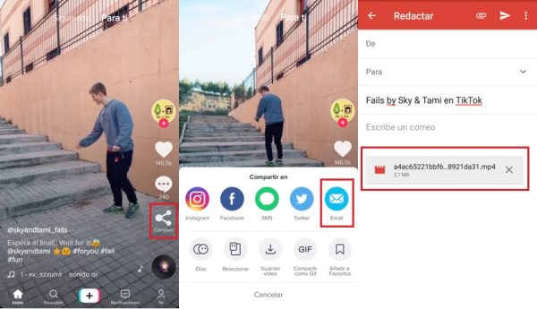 descargar vídeos tiktok email