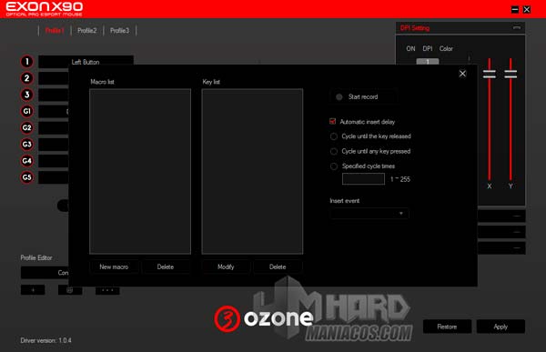 ozone exon x90, software