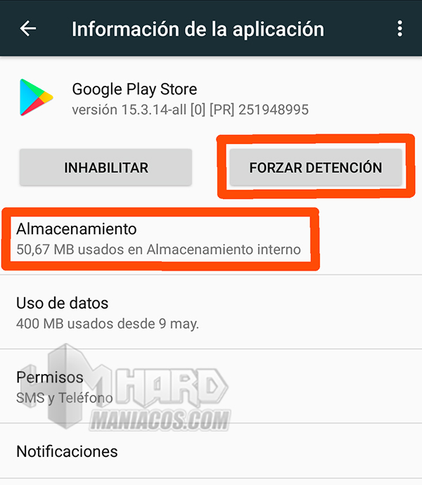 forzar deteccion de google play