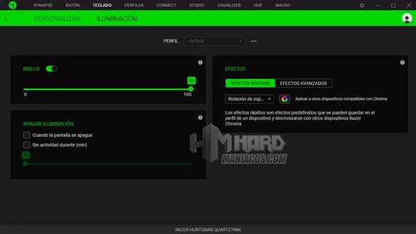 Razer Synapse Huntsman Quartz Edition Iluminacion