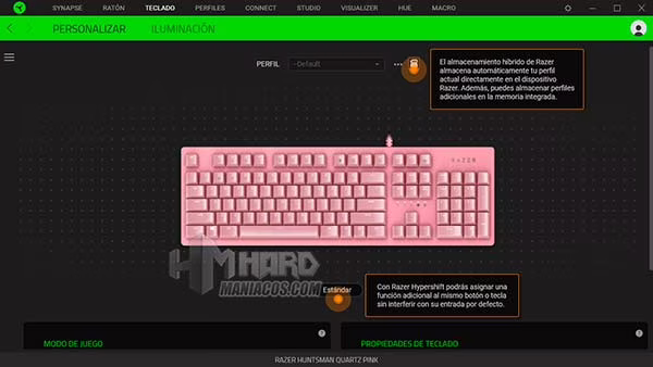 Razer Synapse Huntsman Quartz Edition perfiles