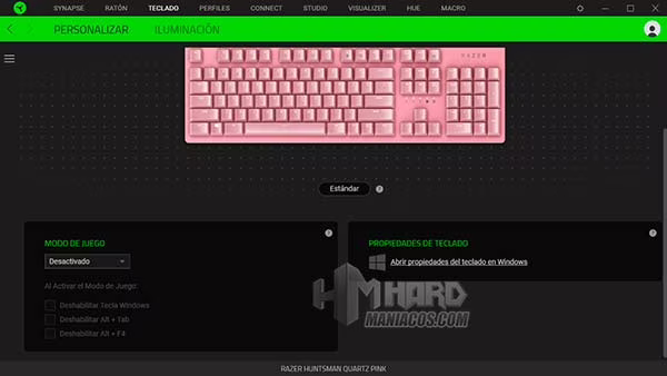 Razer Synapse Huntsman Quartz Edition Modo juego
