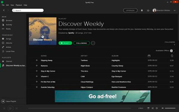 interfaz Spotify