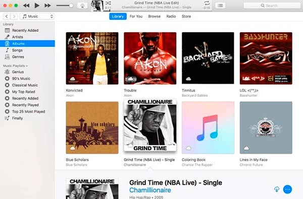 diseño interfaz Apple Music Bibliotecas