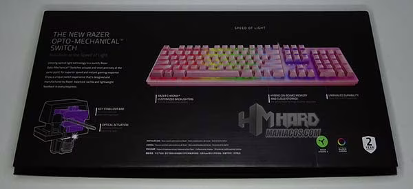 caja por detras teclado Razer Huntsman rosa