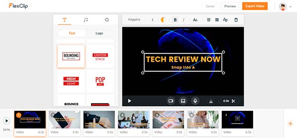 FlexClip editor de vídeos gratuito online