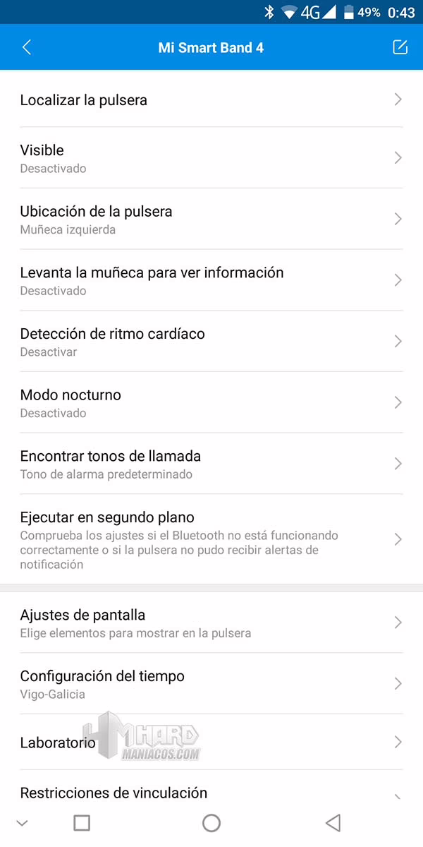 opciones mi fit mi band 4