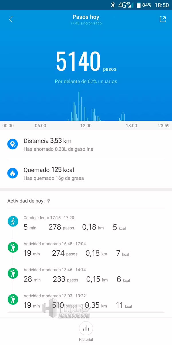 detall pasos con mi band 4