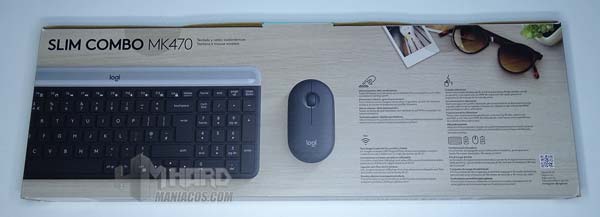 caja por detras de combo teclado y raton logitech slim MK470