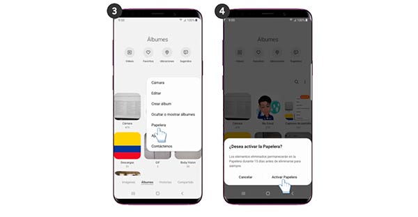 papelera en galeria Android