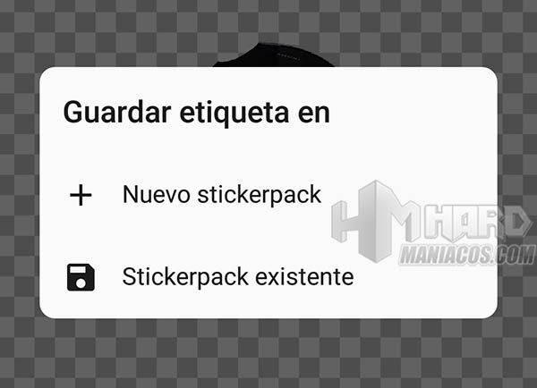 Sticker Studio guardar o crear paquete de stickers