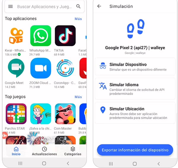 aurora store para bajar apps android