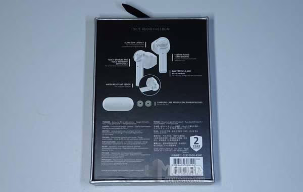 parte de atras caja Razer Hammerhead True Wireless Earbuds Mercury