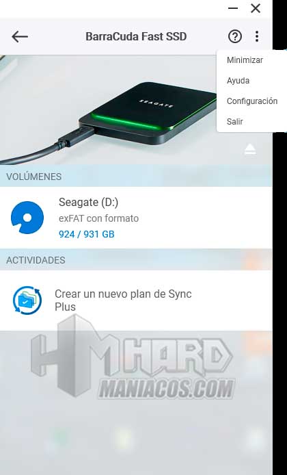 SSD Seagate BarraCuda Fast opciones puntitos