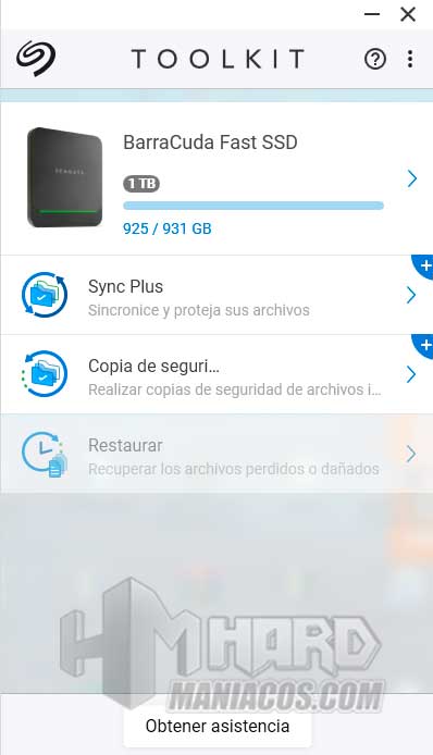 SSD Seagate BarraCuda Fast Toolkit opciones