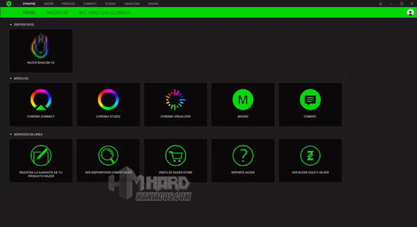 Razer Synapse Panel Razer Basilisk V3