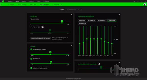 Synapse Razer Kraken V3 Hypersense micro ecualizador