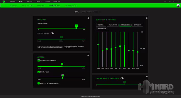 Razer Synapse Razer Kraken V3 Hypersense micro ecualizador
