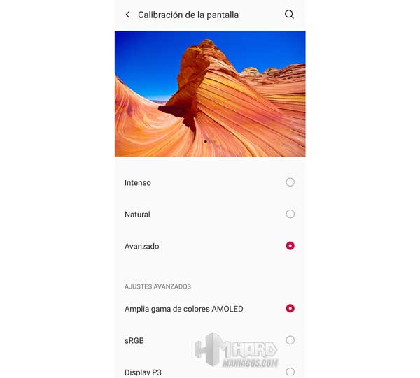 ajustes color pantalla OnePlus 9