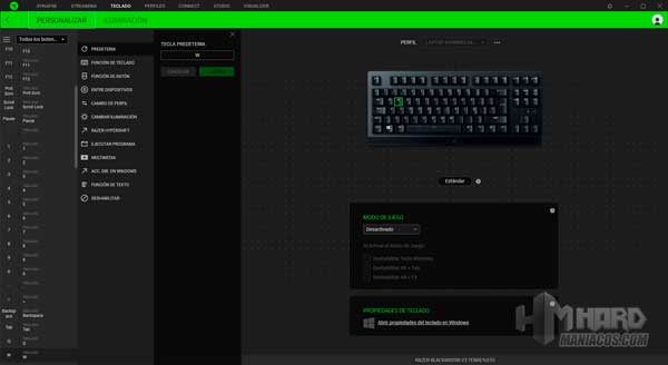 Synapse funciones de teclas Razer BlackWidow V3 Tenkeyless