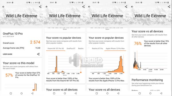 OnePlus 10 Pro test 3D Mark Wild Life Extreme