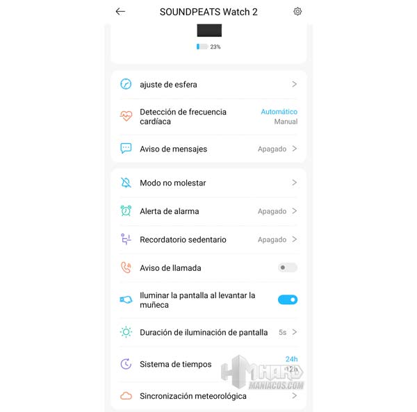 SoundPeats Watch 2 app configuracion