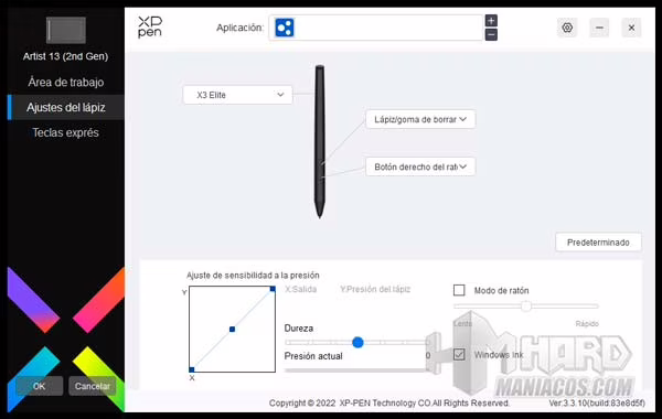 software XPPen Artist 13 2ª generación configuracion lapiz