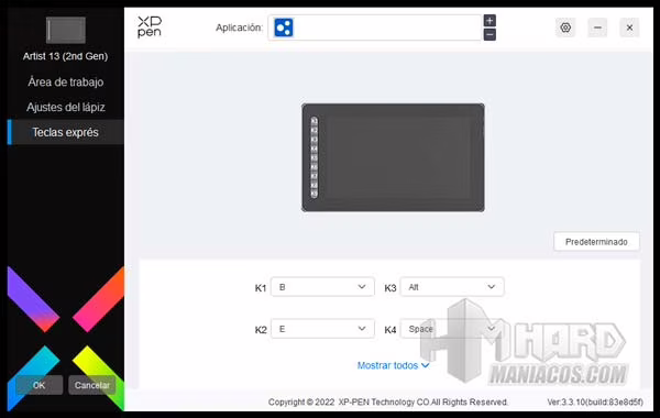 software XPPen Artist 13 2ª generación configuracion teclas