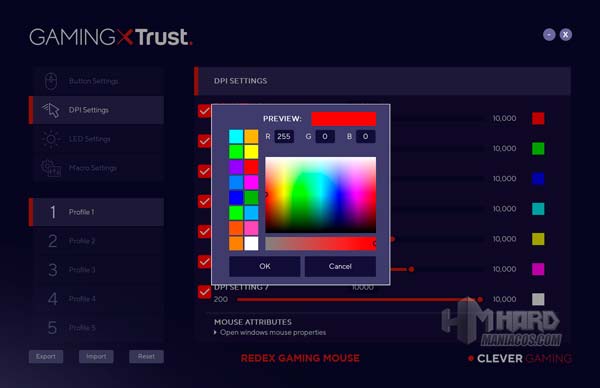 colores DPI software Trust GXT 981 Redex