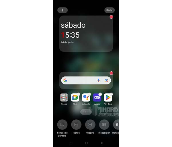 opciones mantener pulsado pantalla OnePlus 10T 5G