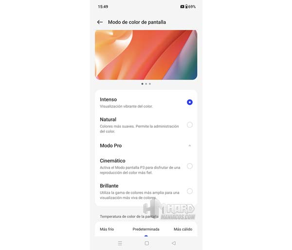 Modo de color de pantalla OnePlus 10T 5G