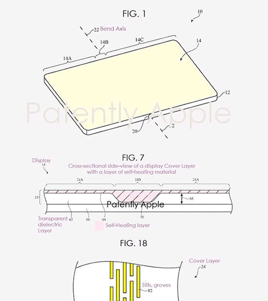 patente pantalla plegable autorreparable de Apple